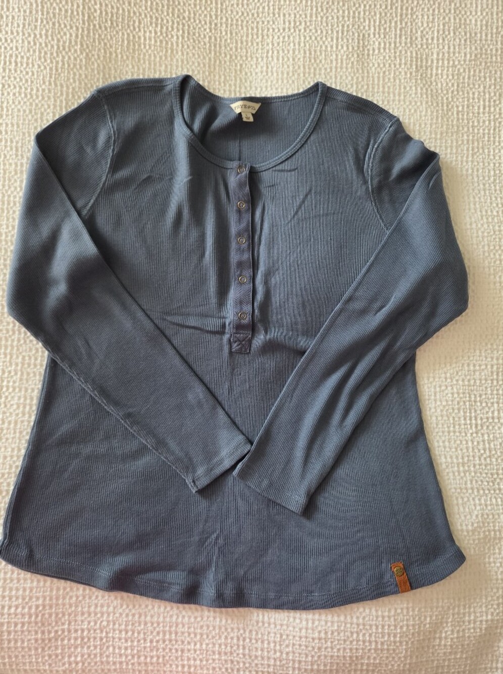 FRYE AND CO. Ribbed Long-Sleeve Henley - Dusty Blue